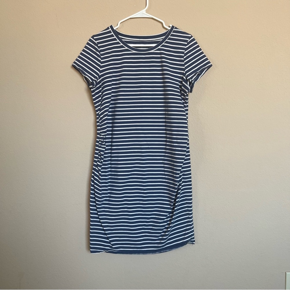 Blue & White Striped Maternity Dress